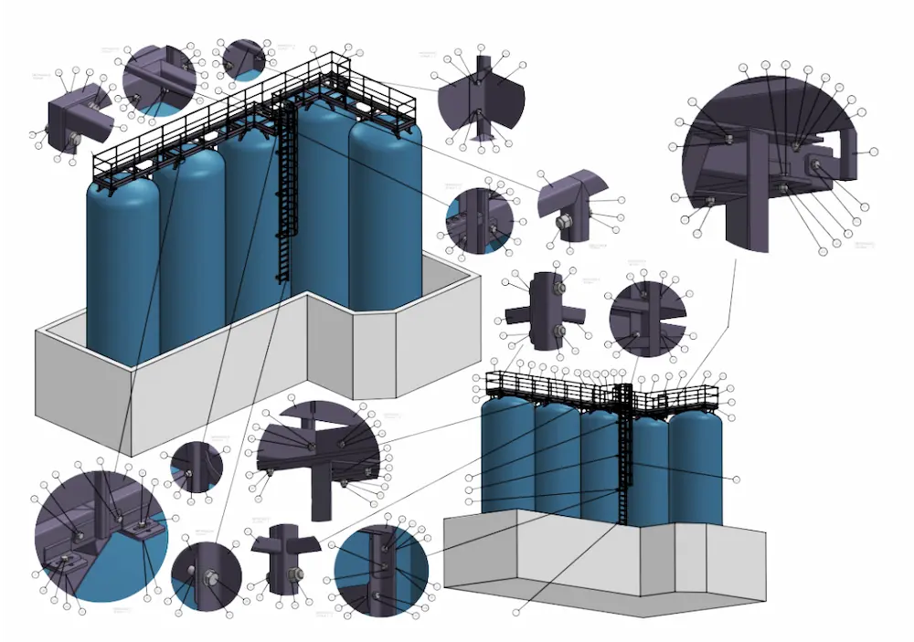 scale e passerelle per silos agricoli, passaggi ponti