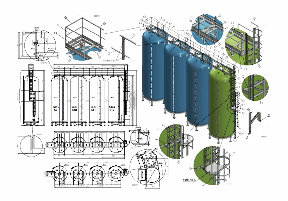 scale e passerelle per silos agricoli, passaggi ponti